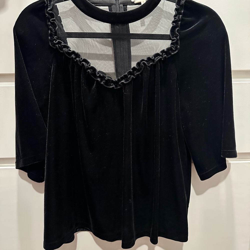 Foxiedox Black Ruffled Backless Blouse